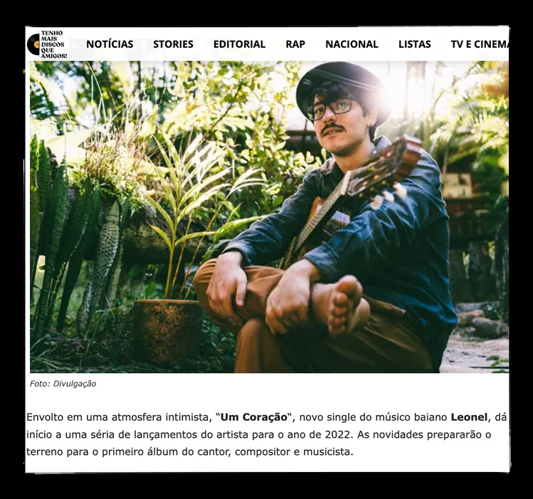 Recorte de matéria de imprensa sobre Leonel